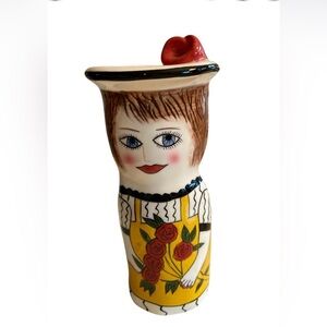 2 GANZ Ceramic Vase with Red and Yellow Accents